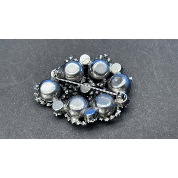 Vintage 1950s Rhinestone Brooch, Silver-tone Clear Crystal - Picture 7 of 16